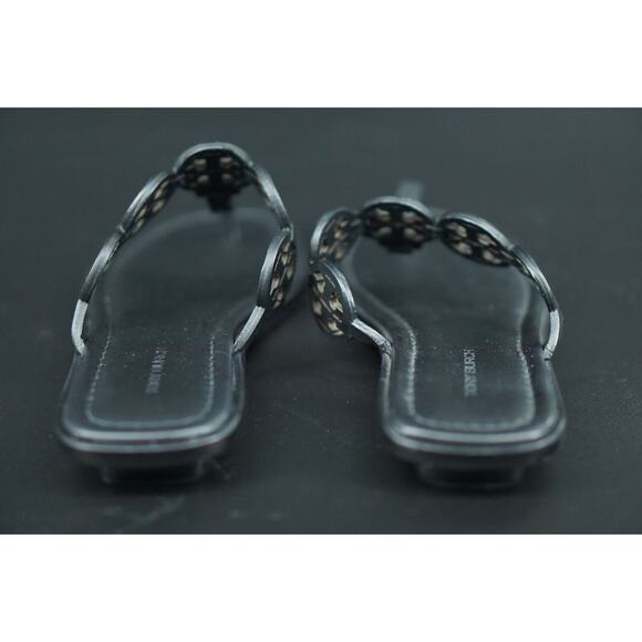Tory Burch Miller Tiny Black Leather Thong Sandals SZ 7.5 $235 Logo Flip Flop - Picture 8 of 9